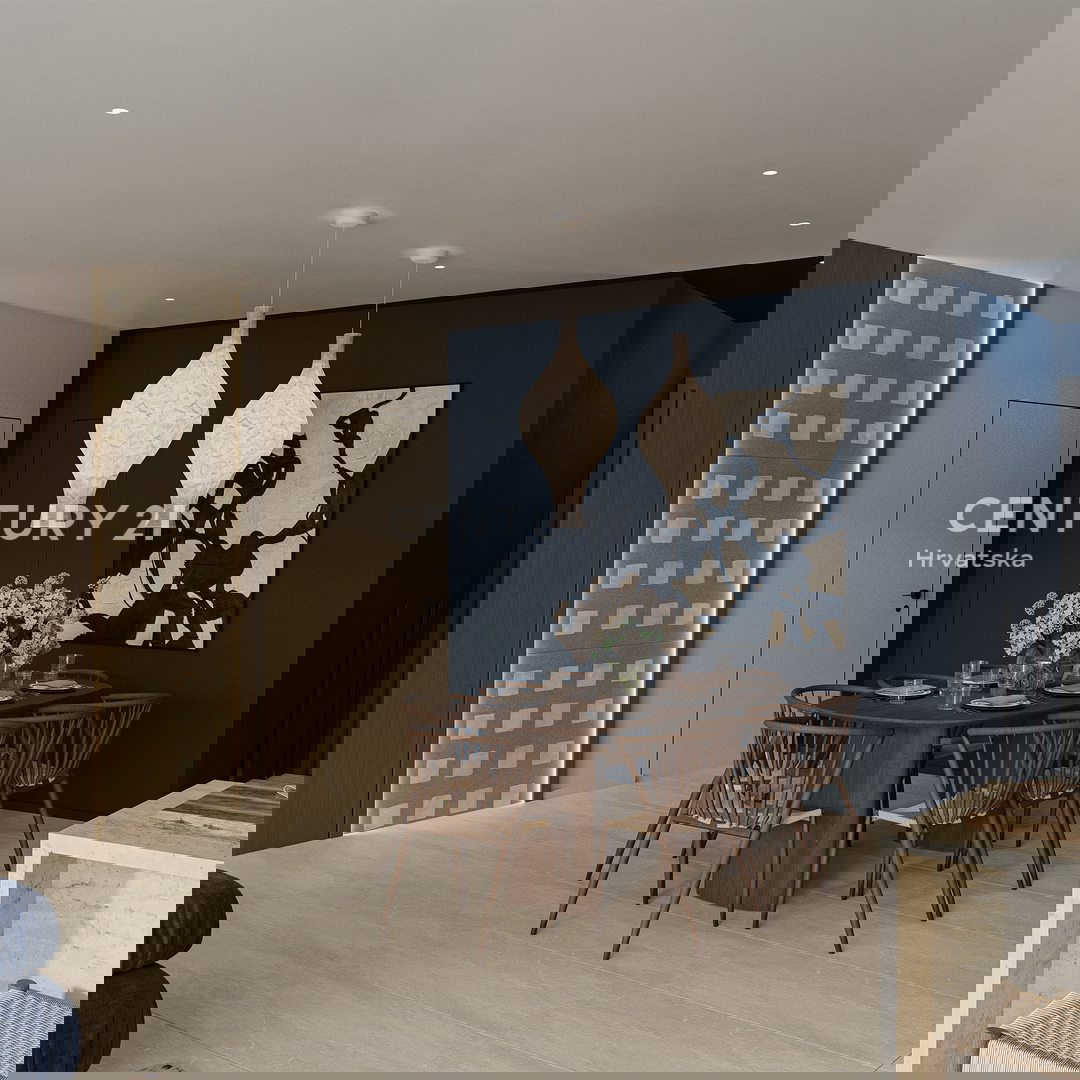 ZADAR, LJUBAČ, LUX. NUOVO. 102,17 m2, 1° piano, 50 M DAL MARE E DALLA SPIAGGIA, VISTA MARE