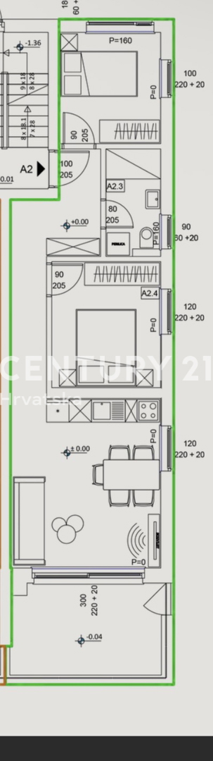 SVETI FILIP I JAKOV, appartamento 2,5 locali 69,73 m2, piano terra, cortile privato