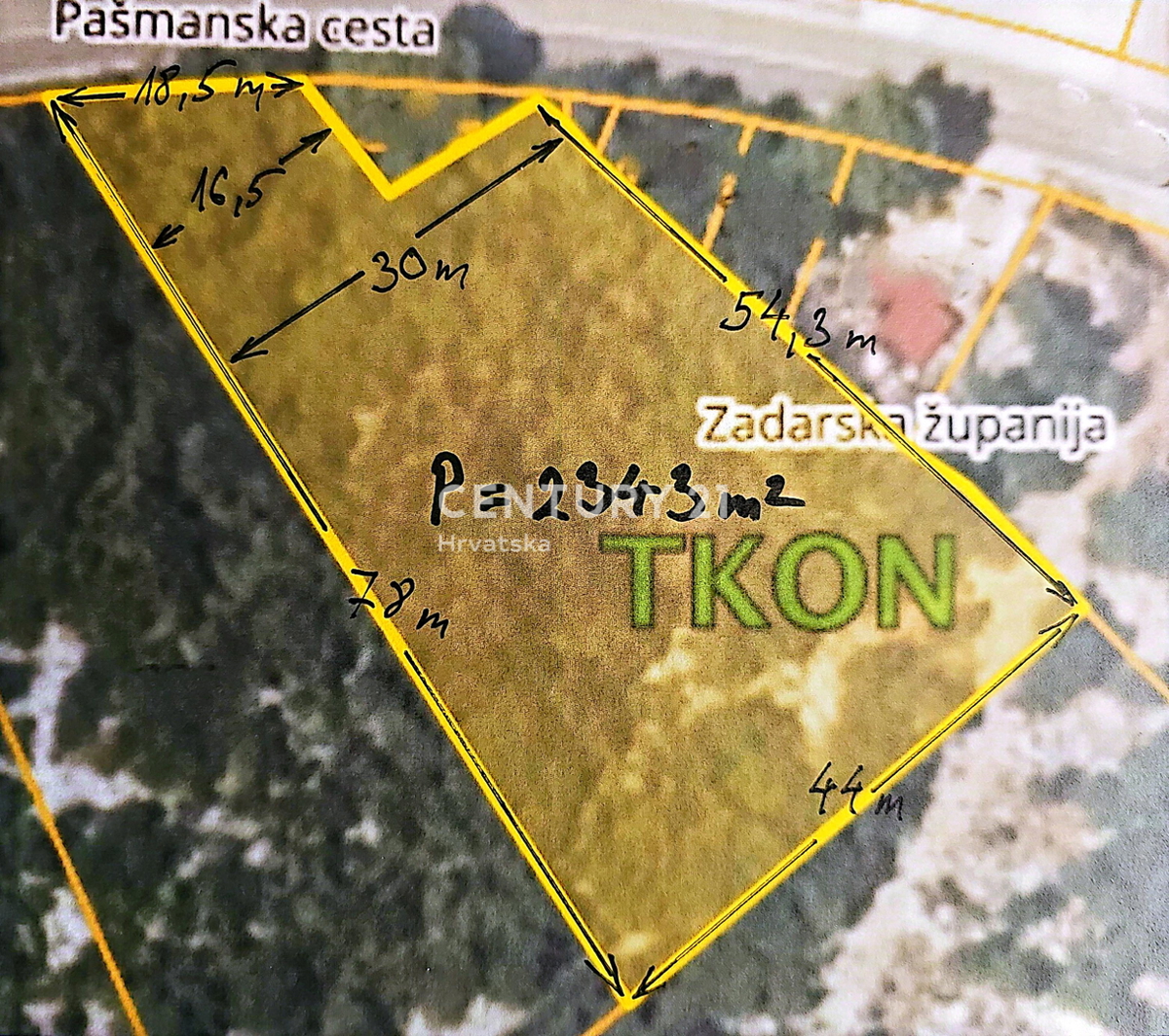 Tkon, Pašman, terreno edificabile con una vista splendida sul mare