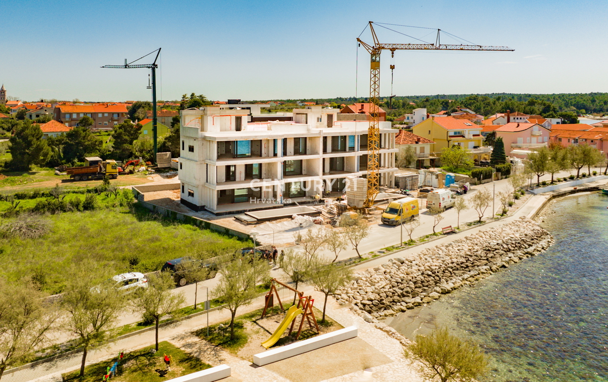 Zaton, 1 fila dal mare, nuova costruzione di lusso, piano terra A1, 223,59, giardino, piscina