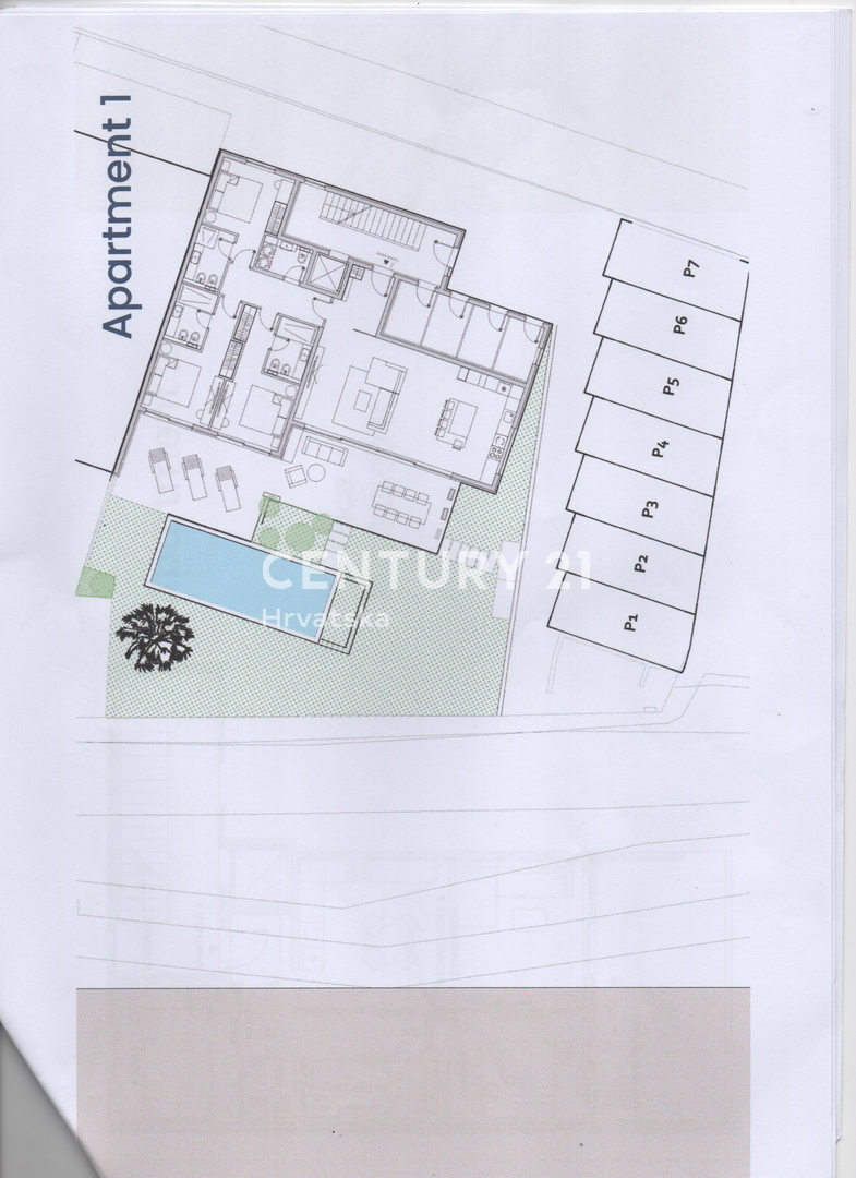 Zaton, 1 fila dal mare, nuova costruzione di lusso, piano terra A1, 223,59, giardino, piscina