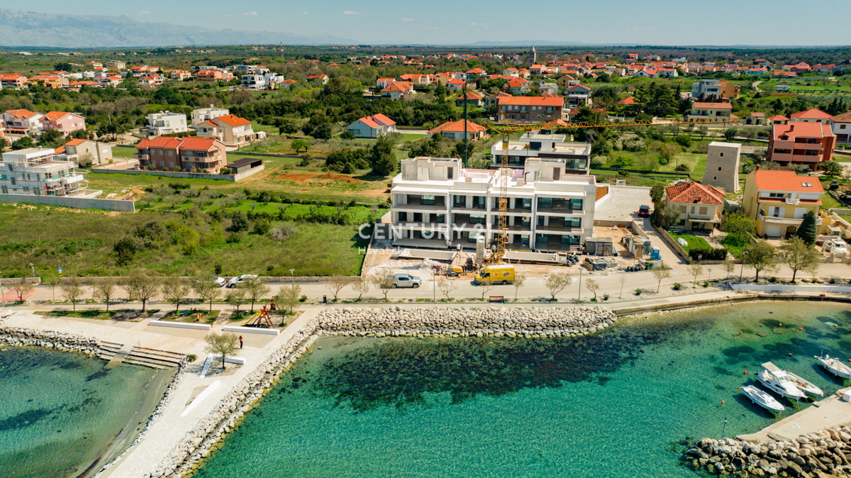 Zaton, 1 fila dal mare, nuova costruzione di lusso, piano terra A1, 223,59, giardino, piscina