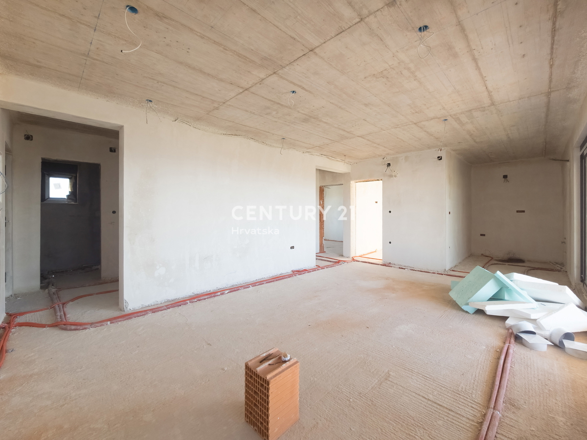 ZADAR, LJUBAČ, LUSSUOSO. NUOVO. S5= 98,80 m2 + terrazza sul tetto 120 m2, 2° piano, 50 m DAL MARE E DALLA SPIAGGIA, VISTA MARE