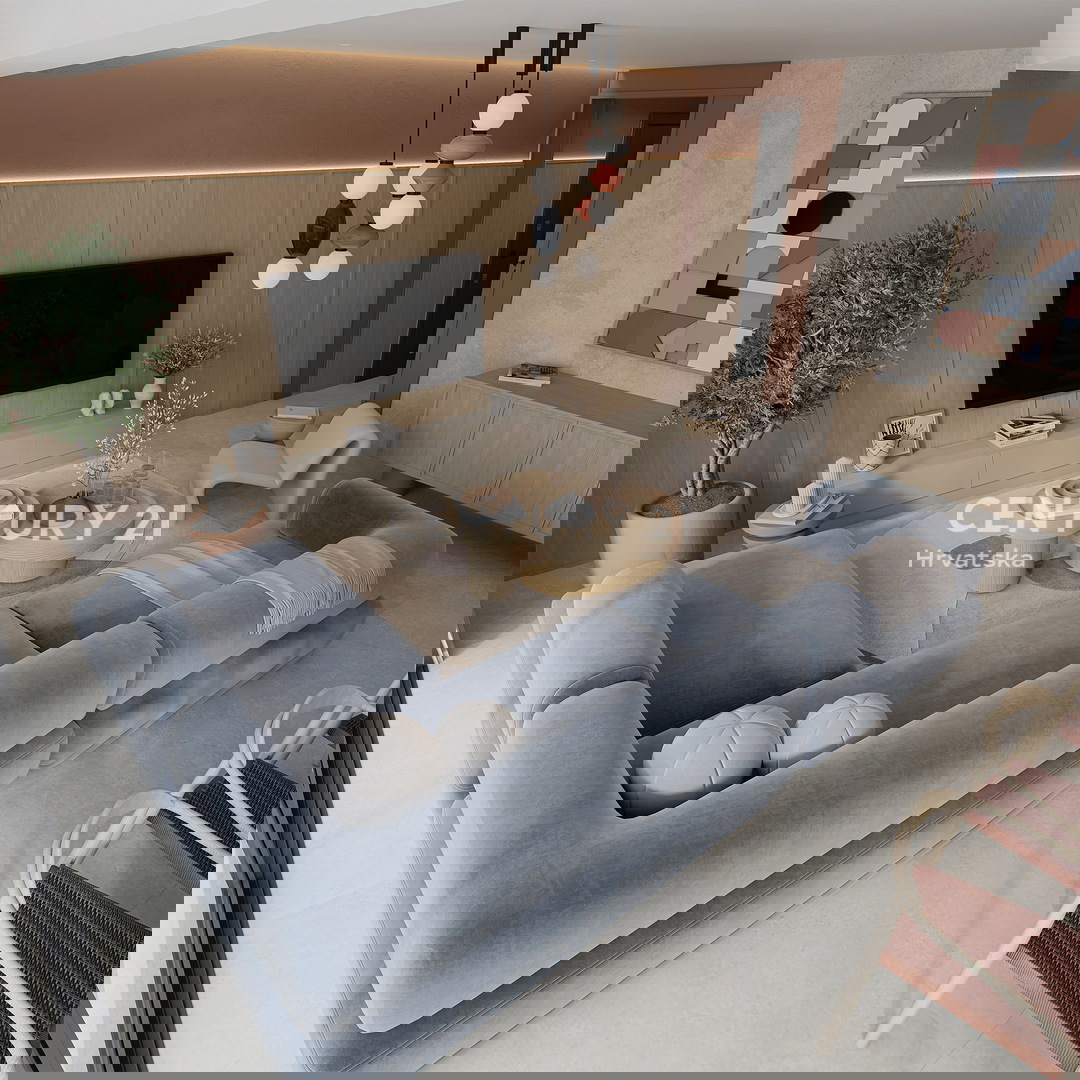 ZADAR, LJUBAČ, LUSSUOSO. NUOVO. S5= 98,80 m2 + terrazza sul tetto 120 m2, 2° piano, 50 m DAL MARE E DALLA SPIAGGIA, VISTA MARE