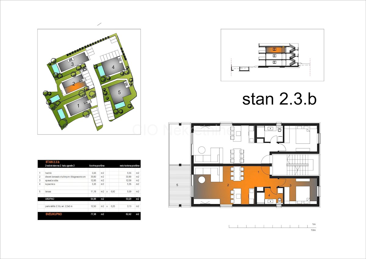 Trogir, Čiovo, Okrug Gornji, appartamento 62,42 m2, parcheggio, nuova costruzione