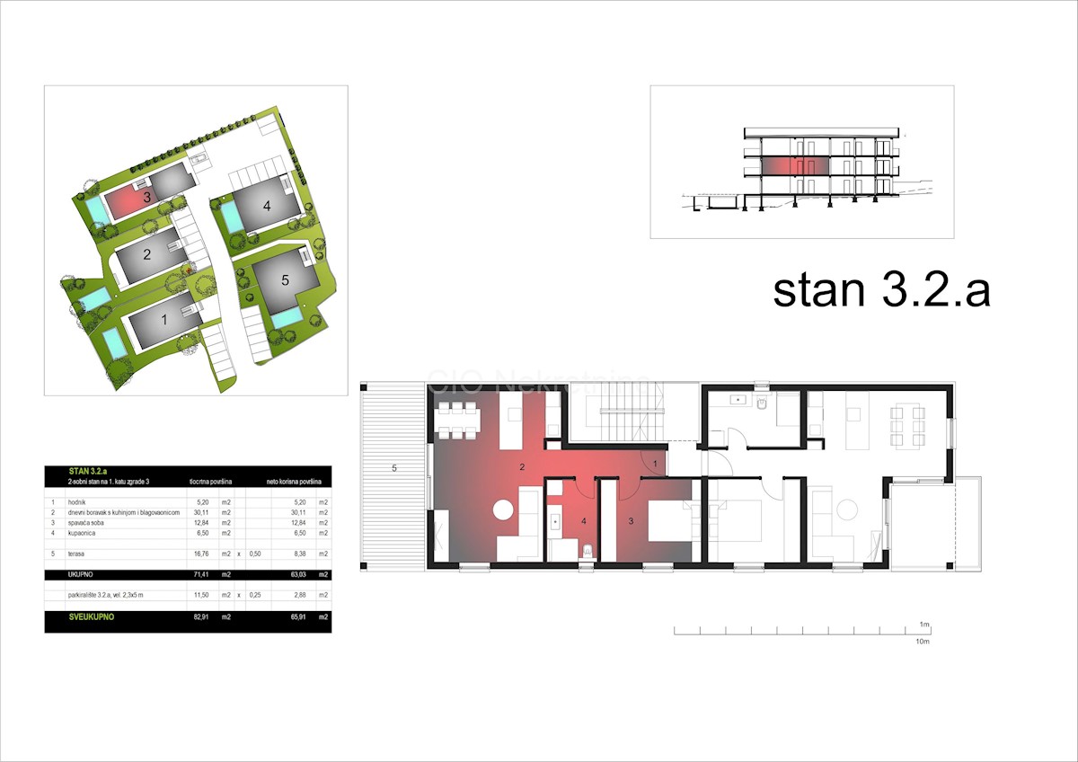 Trogir, Čiovo, Okrug Gornji, appartamento 65,91 m2, parcheggio, nuova costruzione