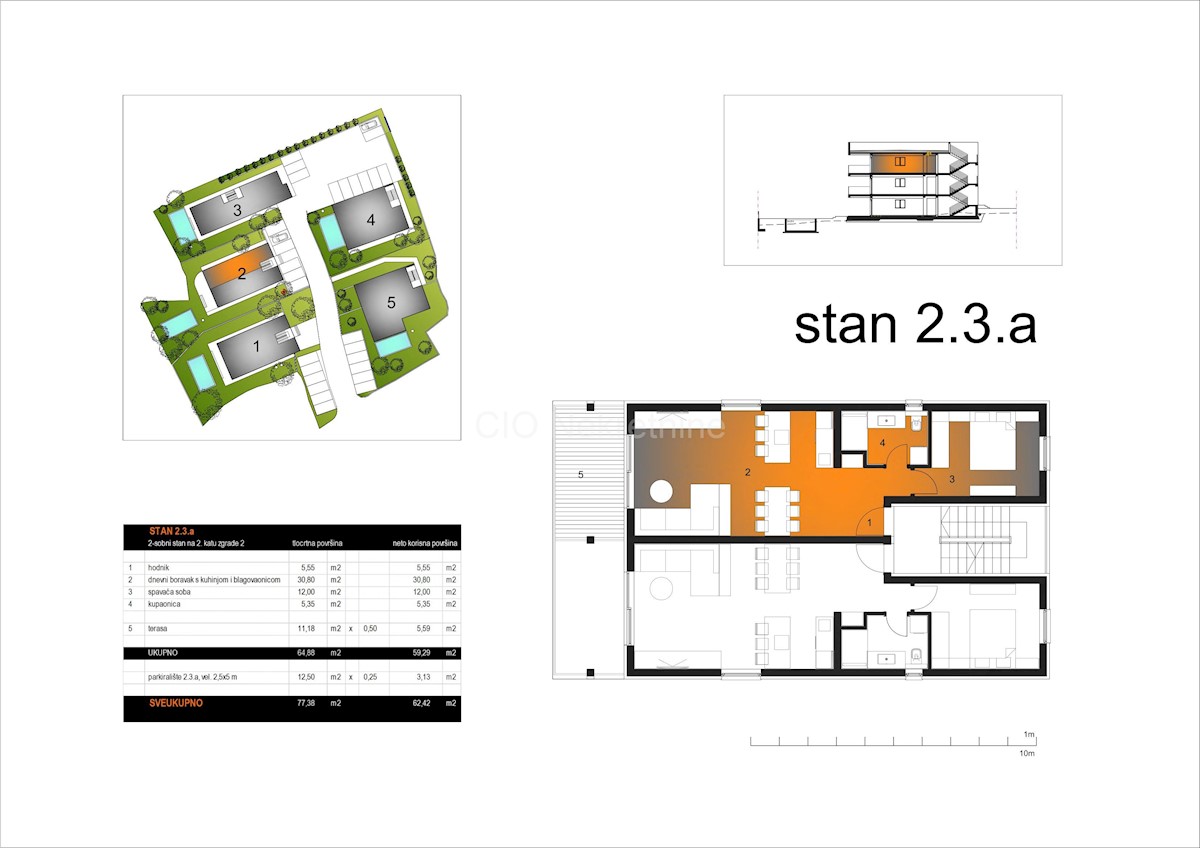 Trogir, Čiovo, Okrug Gornji, appartamento 62,42 m2, parcheggio, nuova costruzione