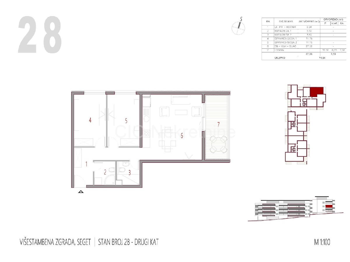 Trogir, Seget Donji, appartamento bilocale 74,79 m2, nuova costruzione, in vendita