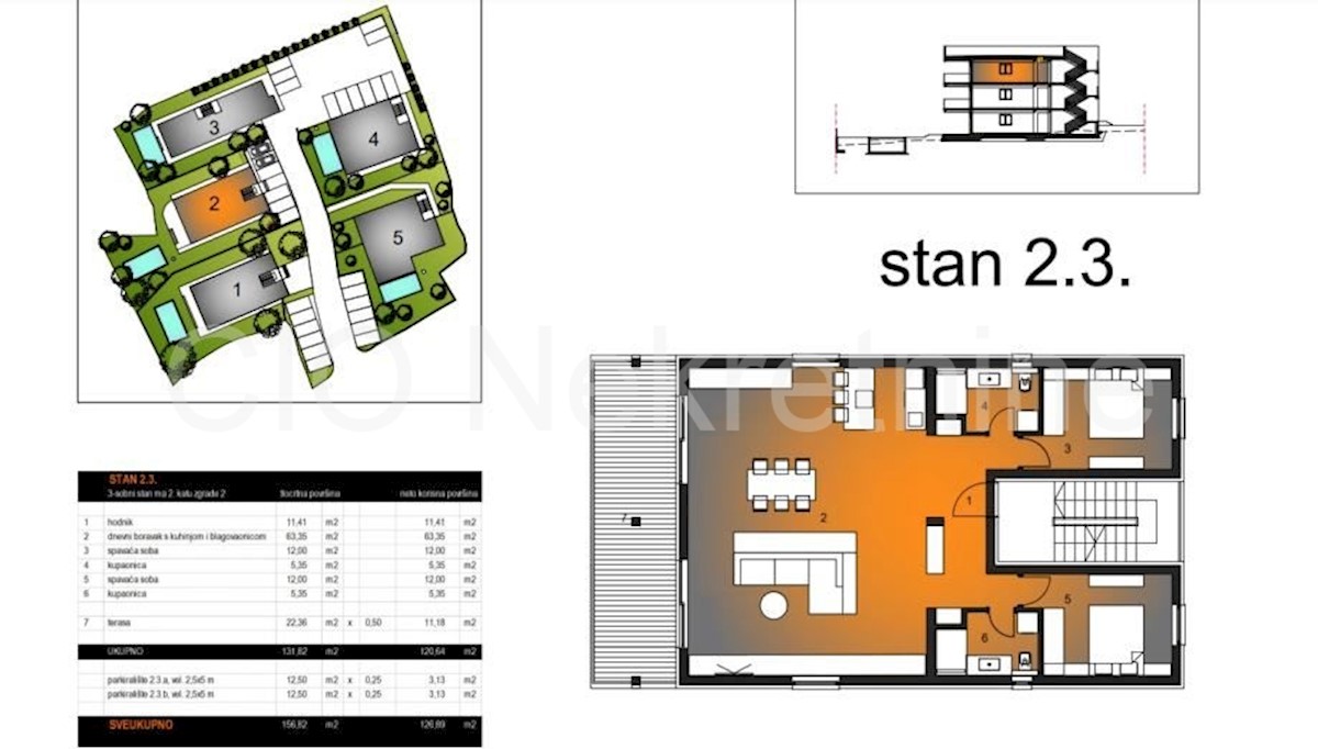 Trogir, Čiovo, Okrug Gornji, appartamento 126,89 m2, parcheggio, nuova costruzione