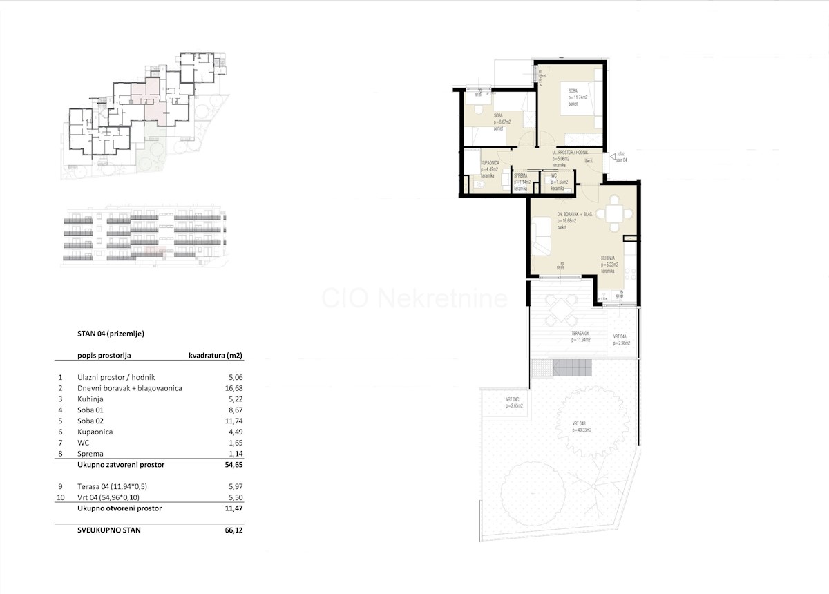 Seget, nuova costruzione, appartamento bilocale con terrazzo e giardino, in vendita