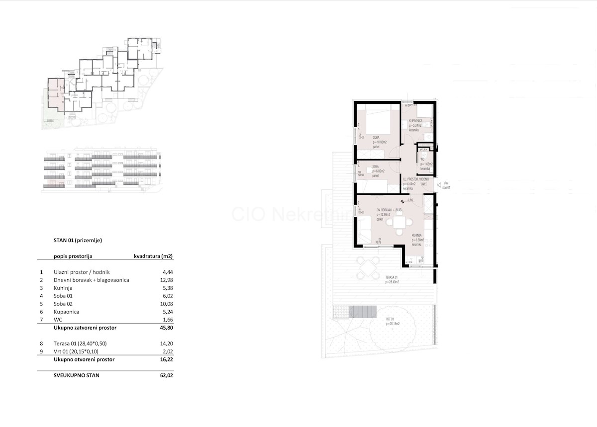 Seget, nuova costruzione, appartamento bilocale con terrazzo e giardino, in vendita