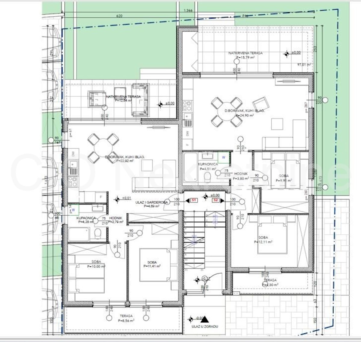 Čiovo, Okrug Gornji, appartamento bilocale 77,29 + giardino 34,85 m2, in vendita