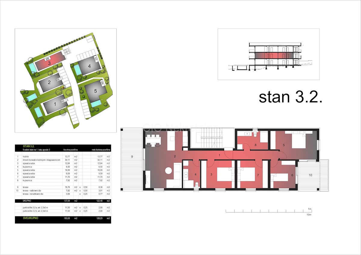 Trogir, Čiovo, Okrug Gornji, appartamento 128,23 m2, parcheggio, piscina