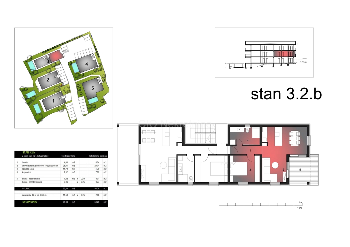 Trogir, Čiovo, Okrug Gornji, appartamento 59,25 m2, parcheggio, nuova costruzione