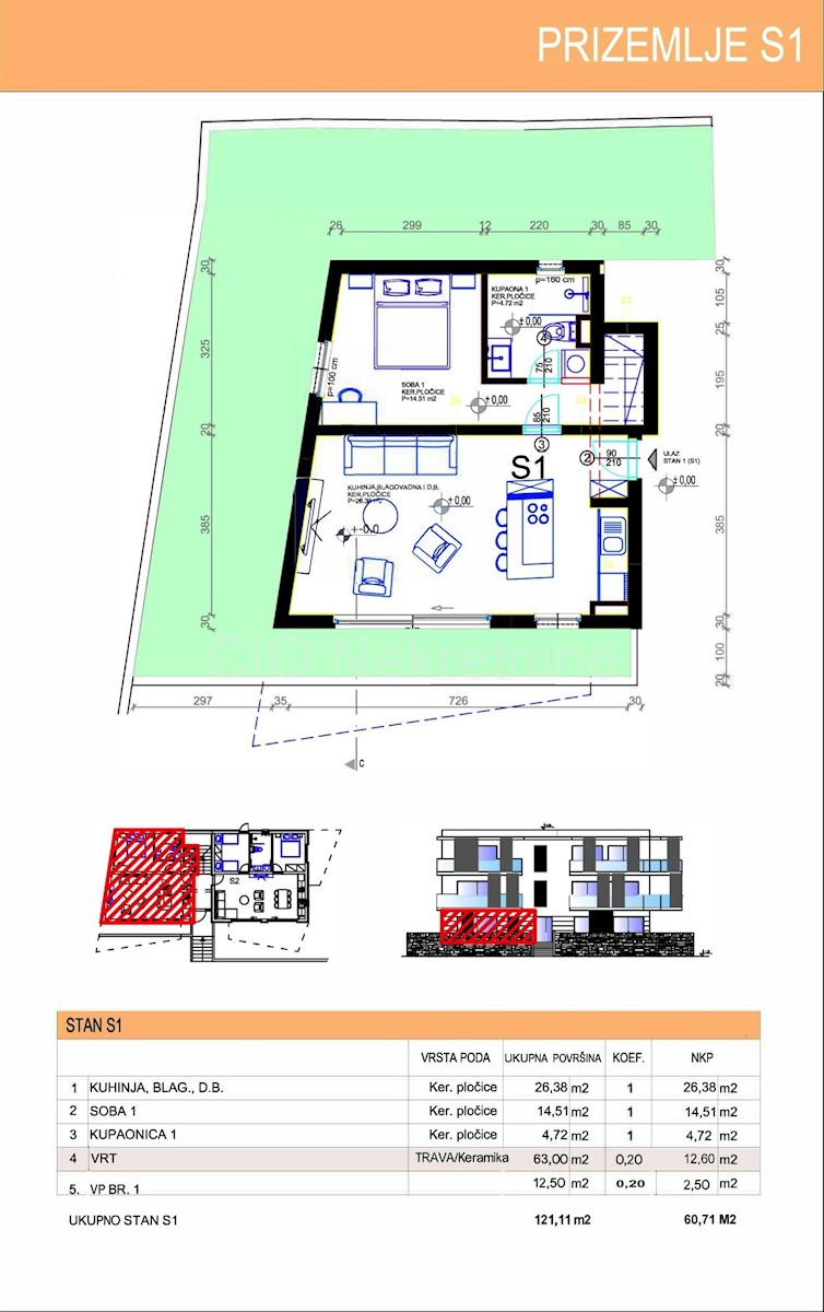 Rogoznica, lussuoso monolocale con giardino, 1a fila al mare, in vendita