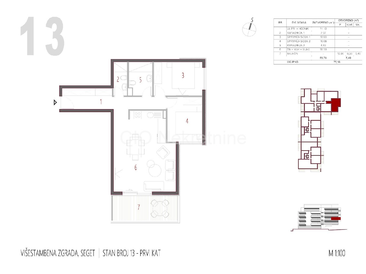 Trogir, Seget Donji, appartamento bilocale 75,23 m2, nuova costruzione, in vendita