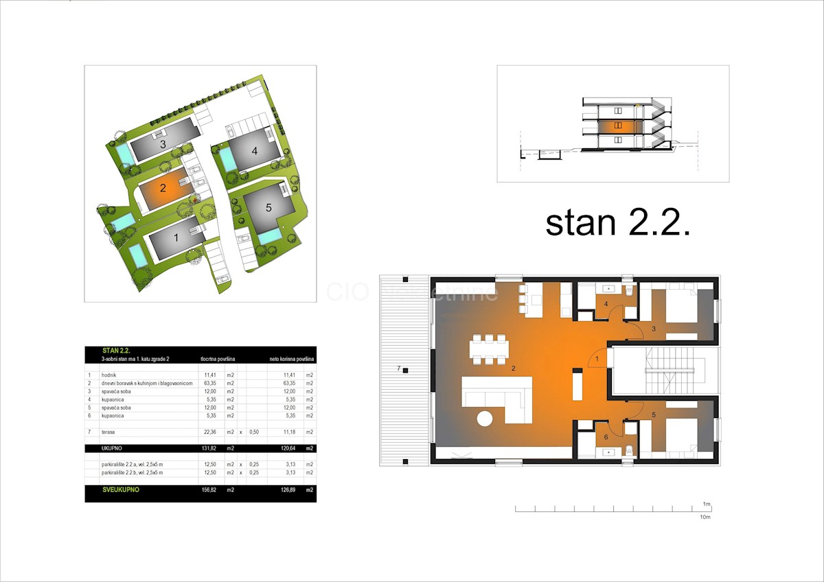 Trogir, Čiovo, Okrug Gornji, appartamento 126,89 m2, parcheggio, nuova costruzione