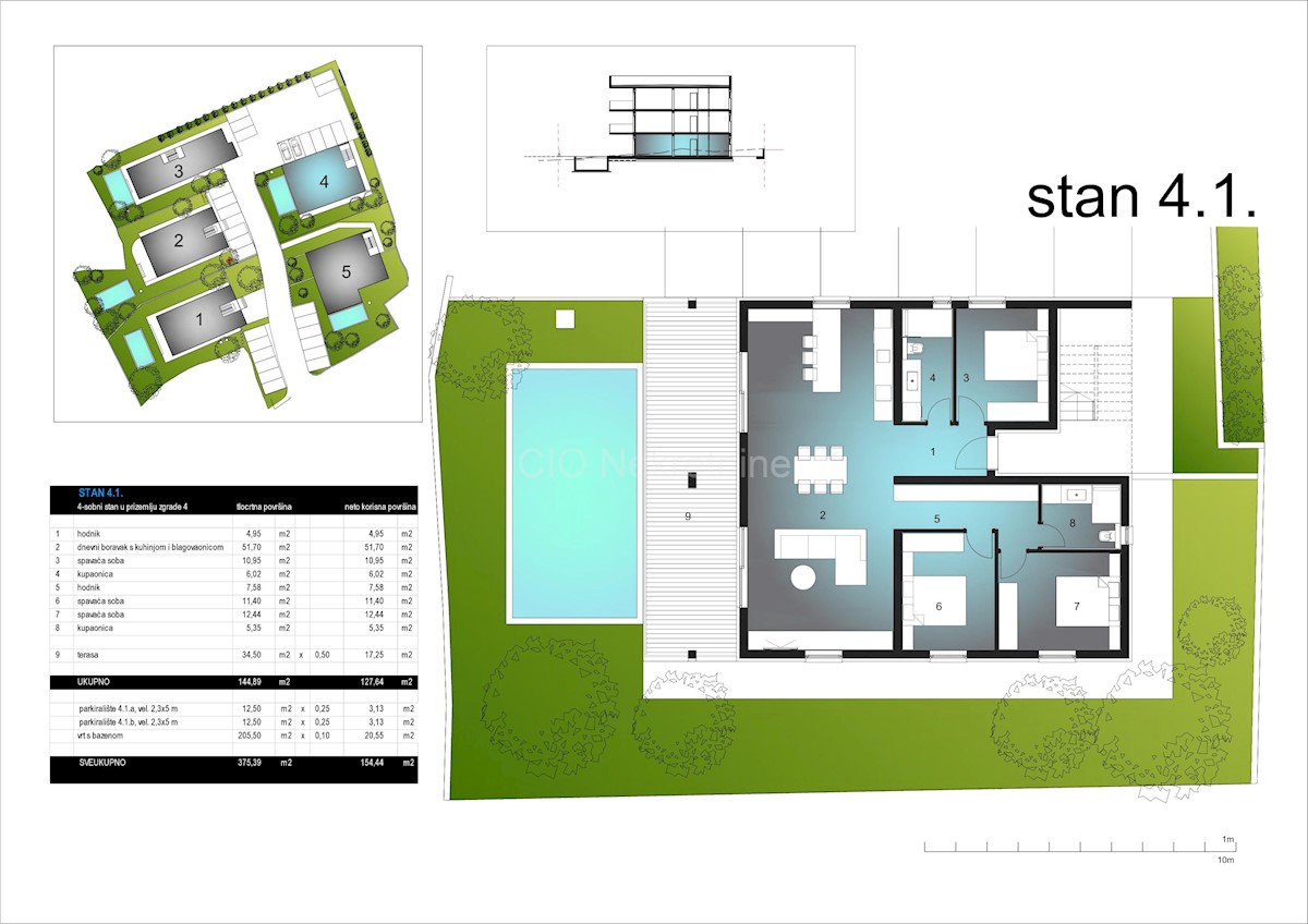 Trogir, Čiovo, Okrug Gornji, appartamento 154,44 m2, parcheggio, nuova costruzione