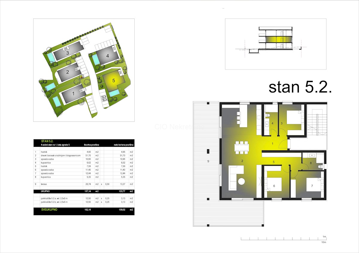 Trogir, Čiovo, Okrug Gornji, appartamento 130 m2, parcheggio, nuova costruzione