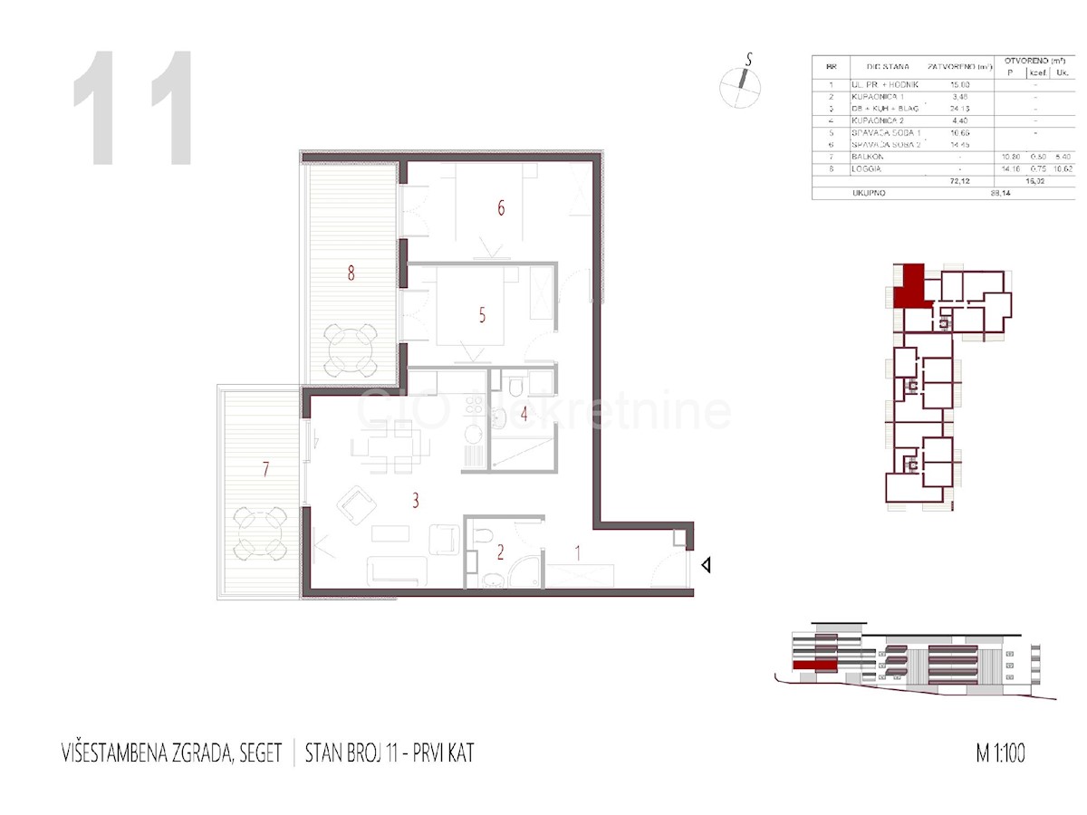 Trogir, Seget Donji, appartamento bilocale 88,15 m2, nuova costruzione, in vendita