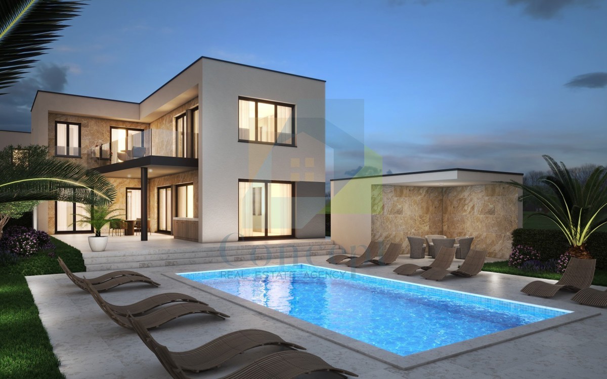 Pula, zona circostante, Moderna villa a 450 m dal mare con vista sui Brioni.