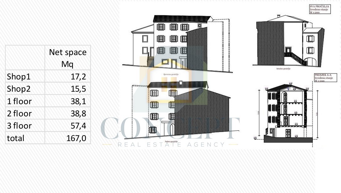 Istra, Oprtalj, Casa di pietra con 3 appartamenti e due spazi commerciali