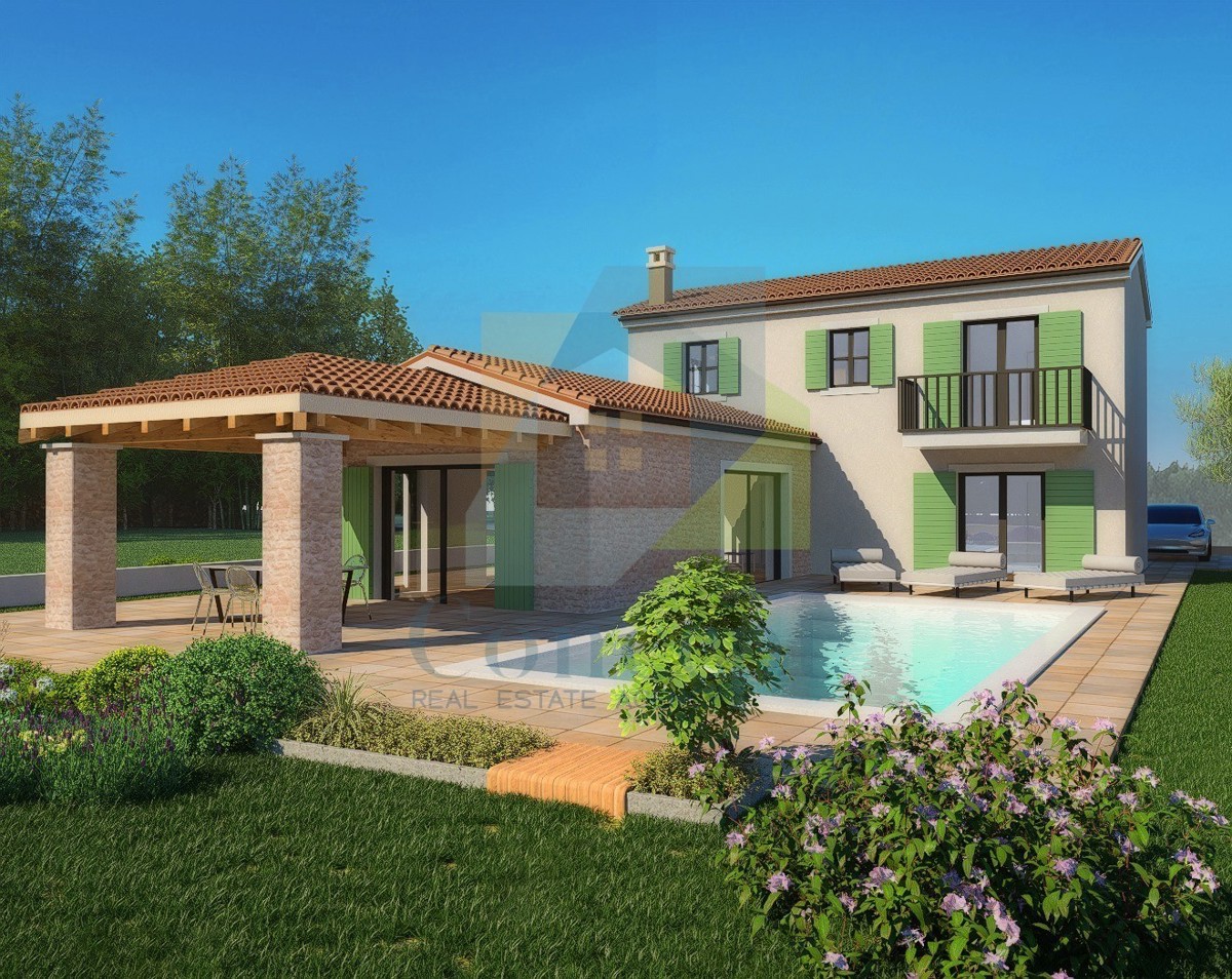 Poreč, dintorni, Splendida casa con piscina e vista mare, 8 km dal mare