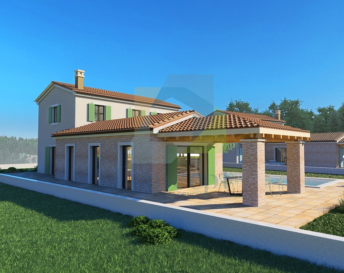 Poreč, dintorni, Splendida casa con piscina e vista mare, 8 km dal mare