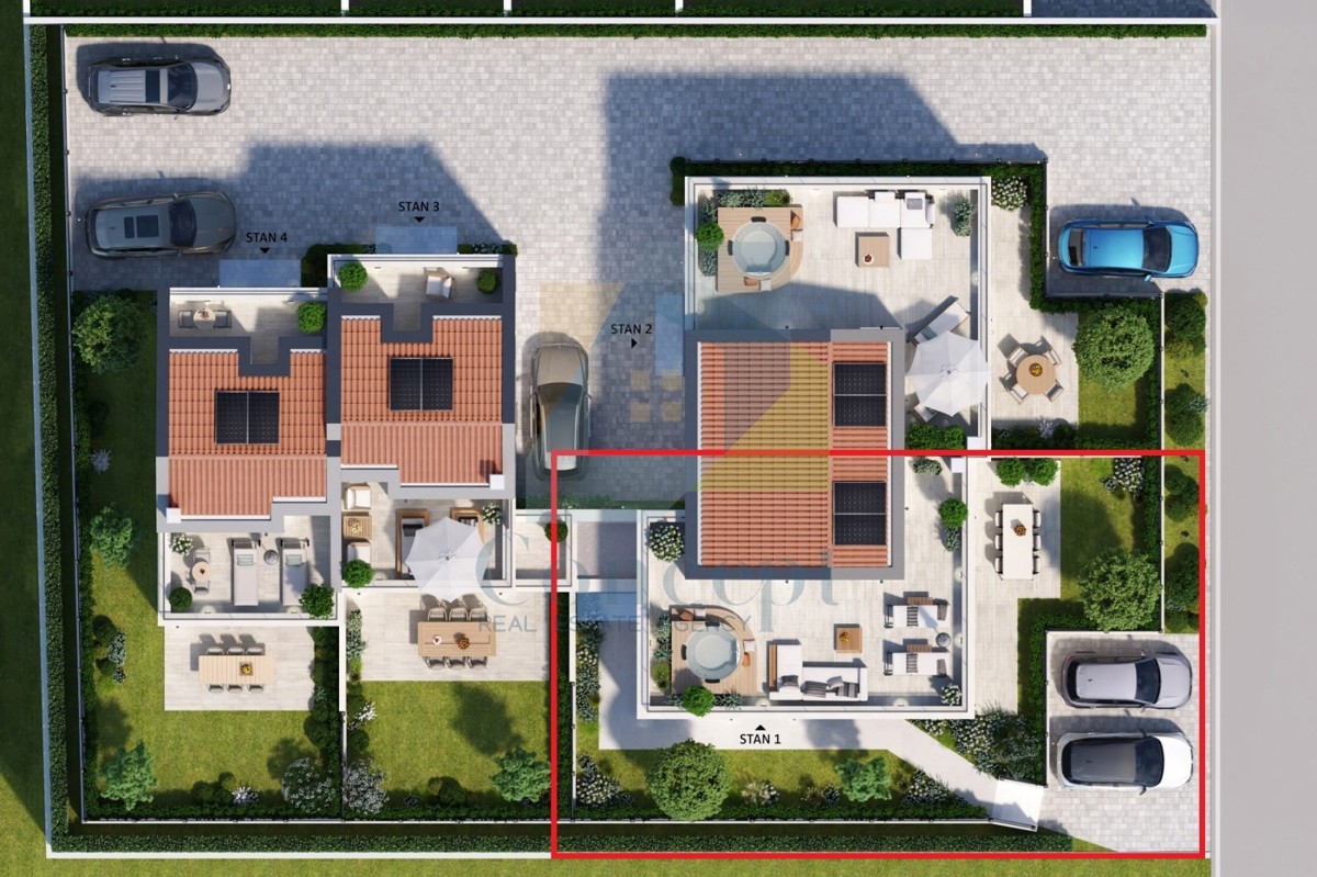 Poreč, Casa di lusso alla fine di una fila in una posizione ricercata a 2 km dal mare