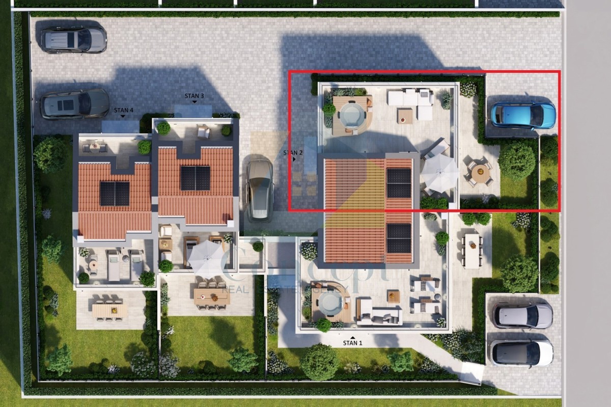 Poreč, Casa di lusso alla fine di una fila in una posizione ricercata a 2 km dal mare