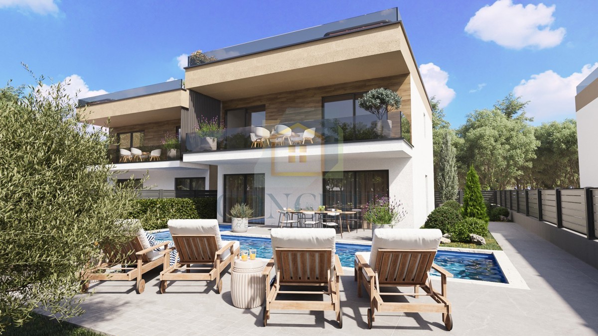 Novigrad, dintorni, Moderna casa bifamiliare con piscina, 7 km dal mare