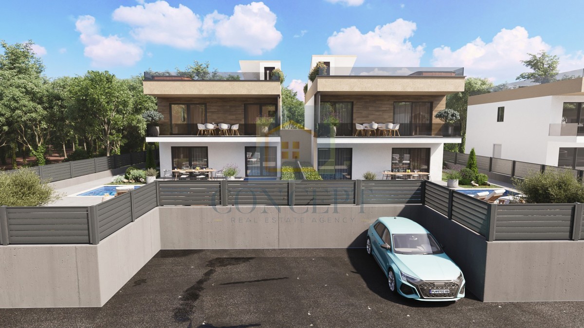 Novigrad, dintorni, Moderna casa bifamiliare con piscina, 7 km dal mare