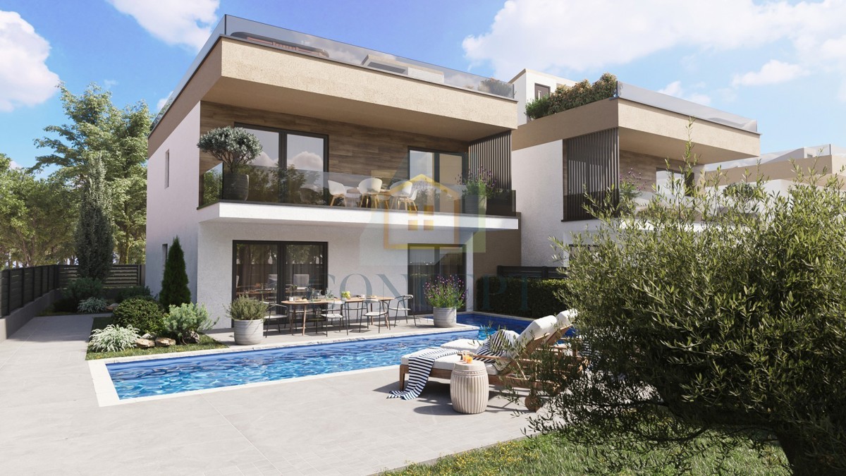 Novigrad, dintorni, Moderna casa bifamiliare con piscina, 7 km dal mare