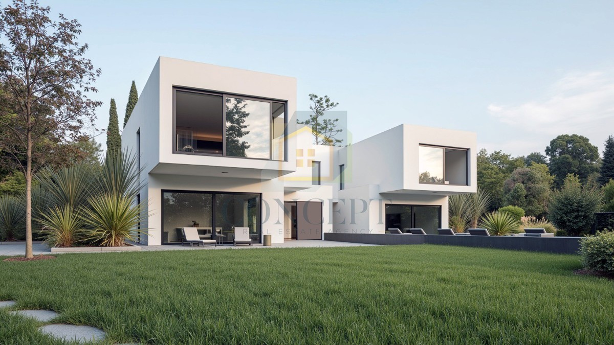 Poreč, dintorni, Terreno edificabile con progetto per edificio doppio, 12 km dal mare