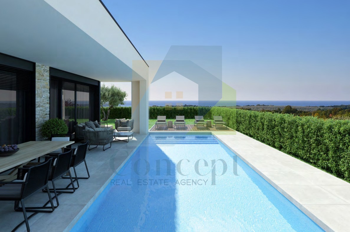 Poreč, dintorni, Villa di lusso con piscina e vista mare, a 5 km dal mare