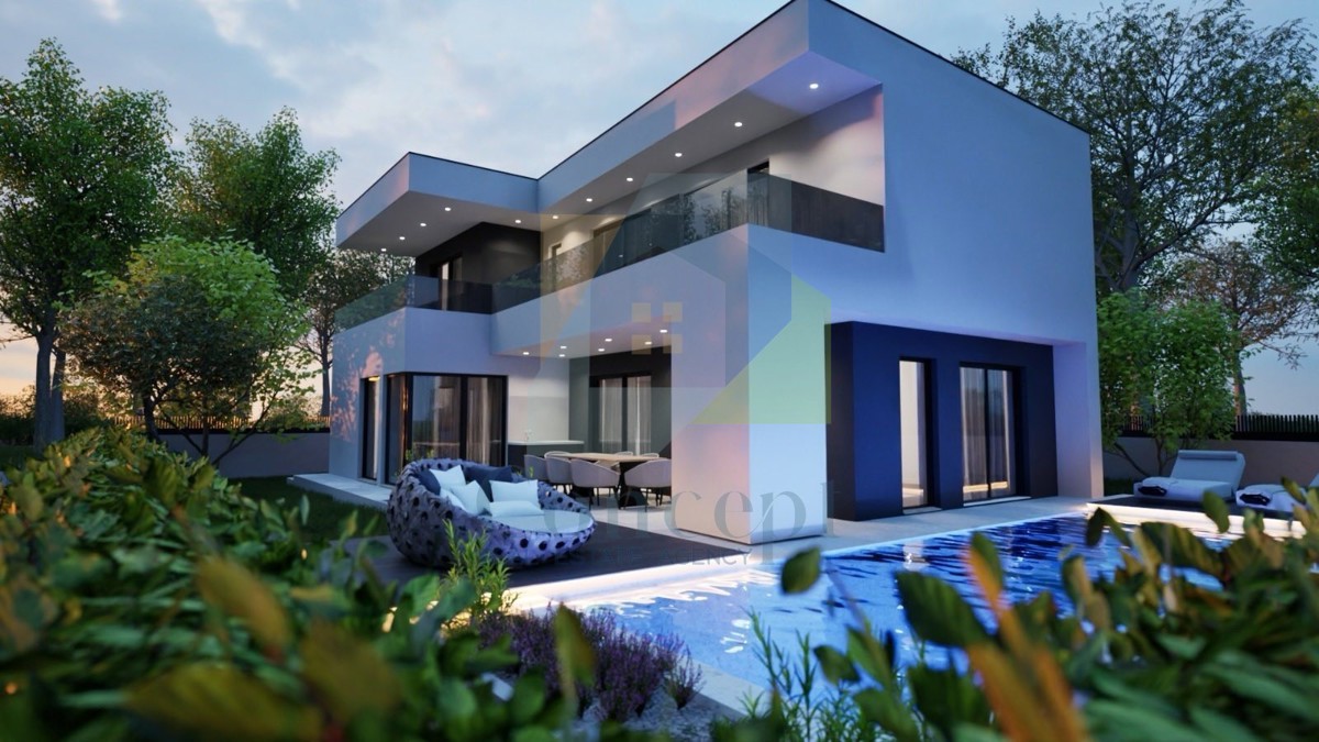 Umag, dintorni, Lussuosa villa singola con piscina in costruzione in posizione tranquilla