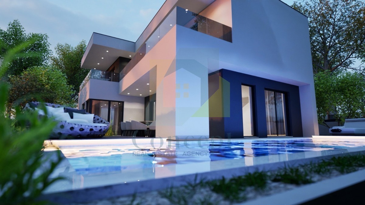 Umag, dintorni, Lussuosa villa singola con piscina in costruzione in posizione tranquilla