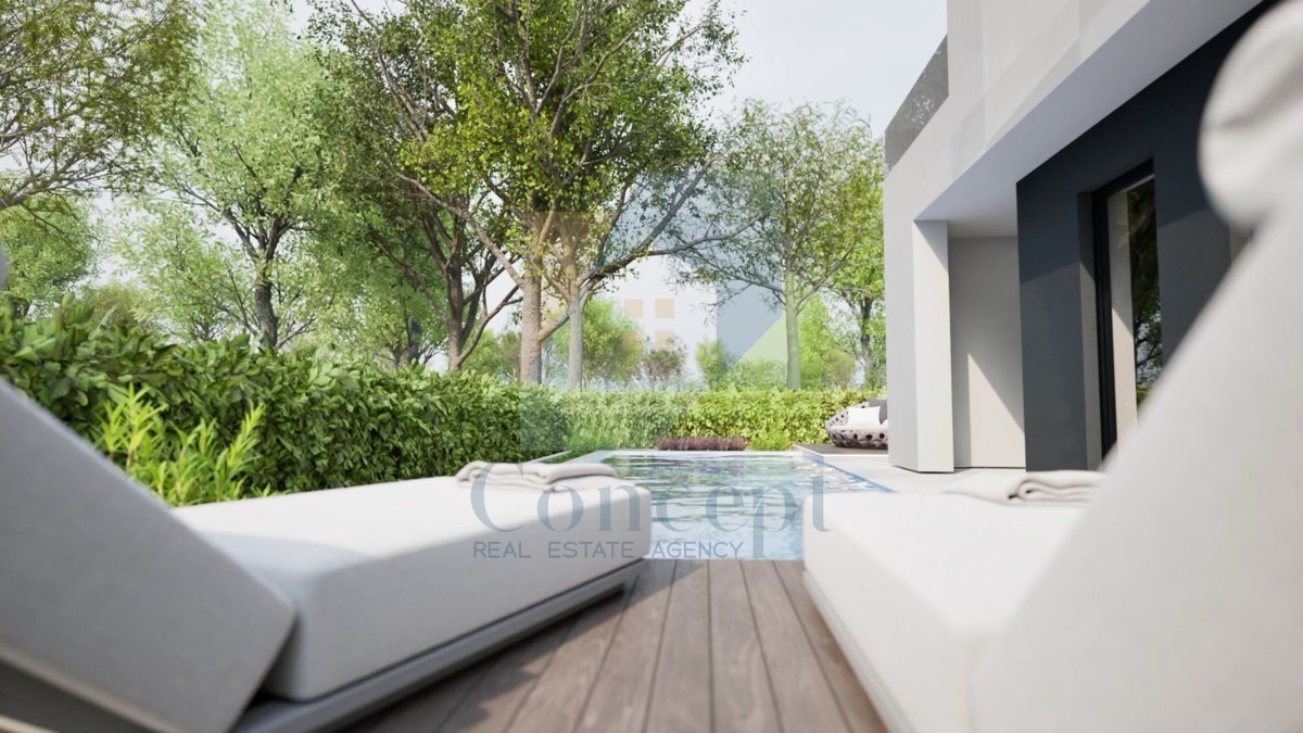 Umag, dintorni, Lussuosa villa singola con piscina in costruzione in posizione tranquilla