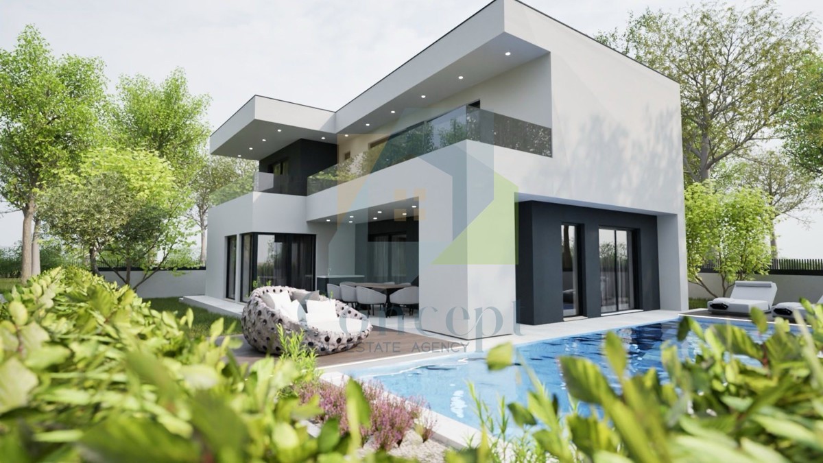 Umag, dintorni, Lussuosa villa singola con piscina in costruzione in posizione tranquilla