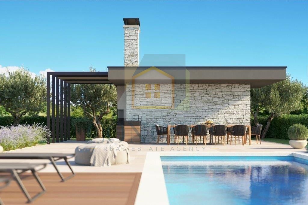 Poreč, dintorni, Splendida moderna villa con piscina e vista mare, 13 km dal mare