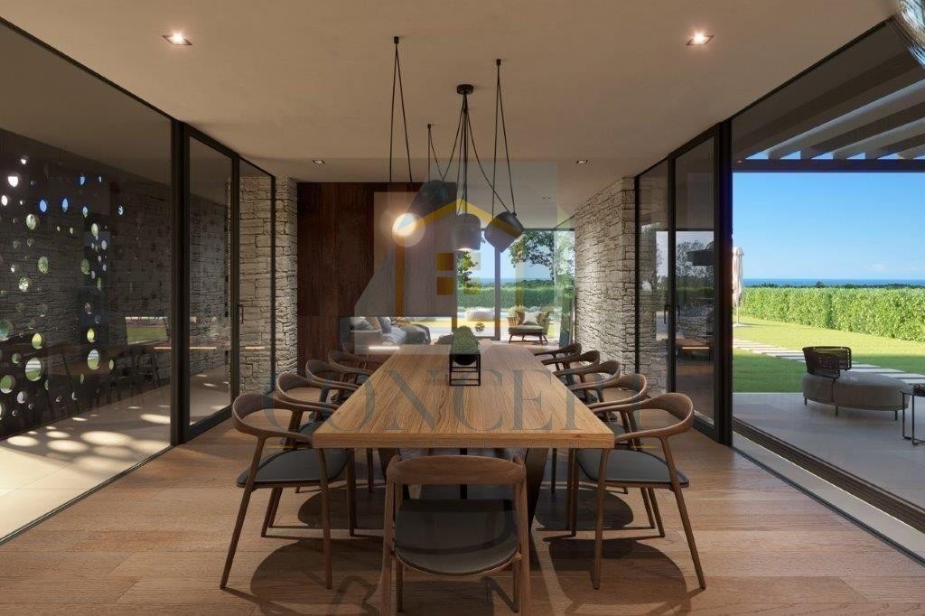 Poreč, dintorni, Splendida moderna villa con piscina e vista mare, 13 km dal mare