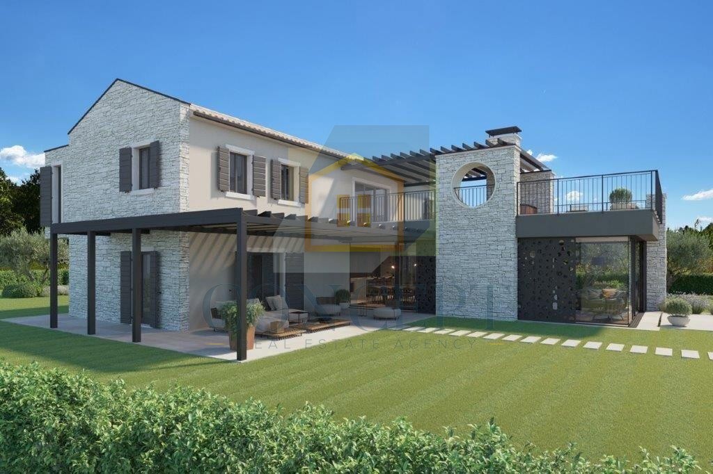 Poreč, dintorni, Splendida moderna villa con piscina e vista mare, 13 km dal mare