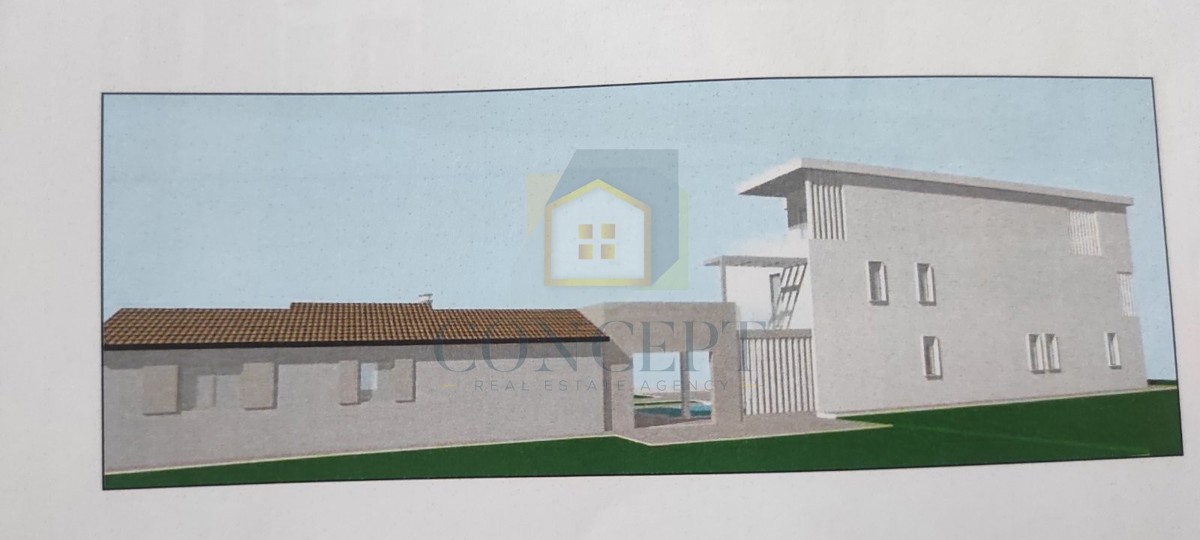 Poreč, dintorni, Casa al piano terra con piscina e terreno per un'altra casa, a 7 km dal mare