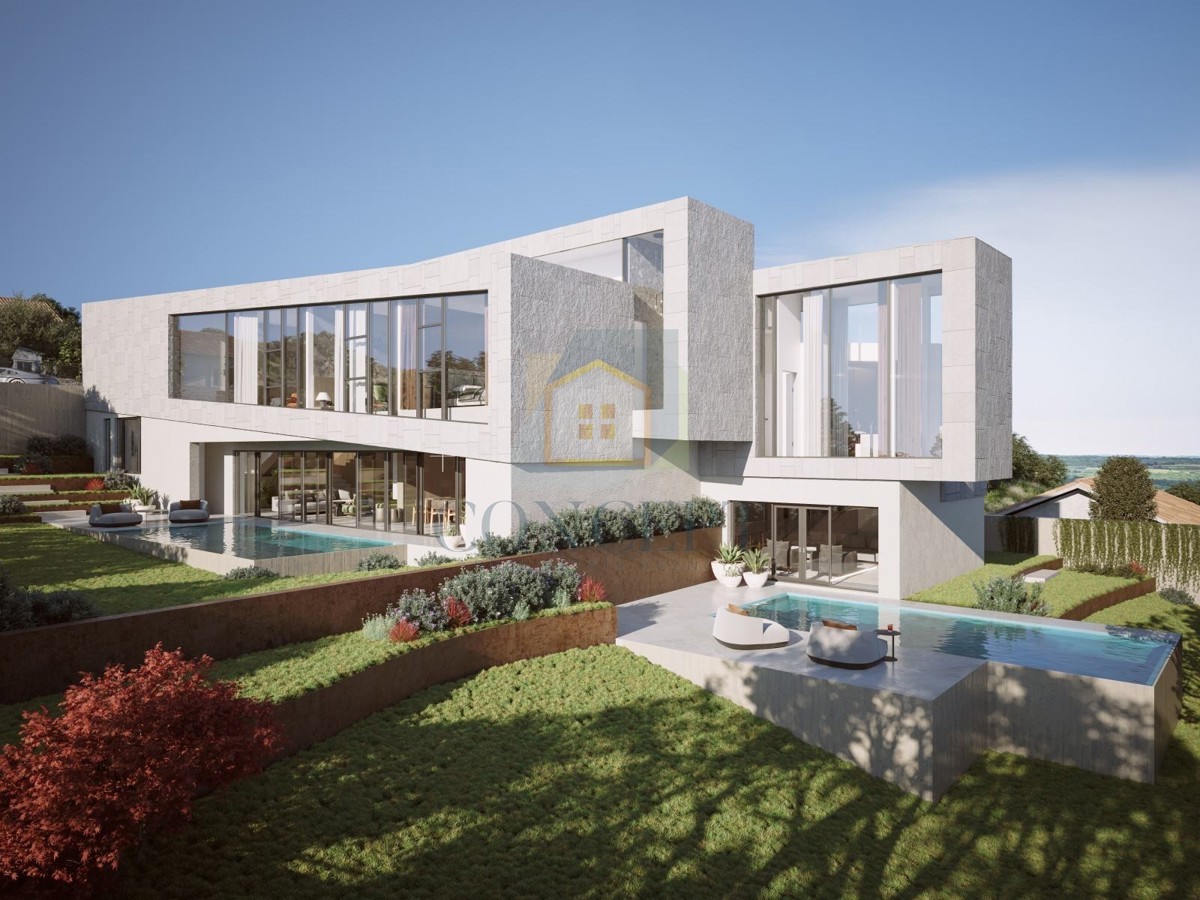 Poreč, dintorni, Terreno edificabile con permesso di costruzione e vista panoramica sul mare, 11 km dal mare