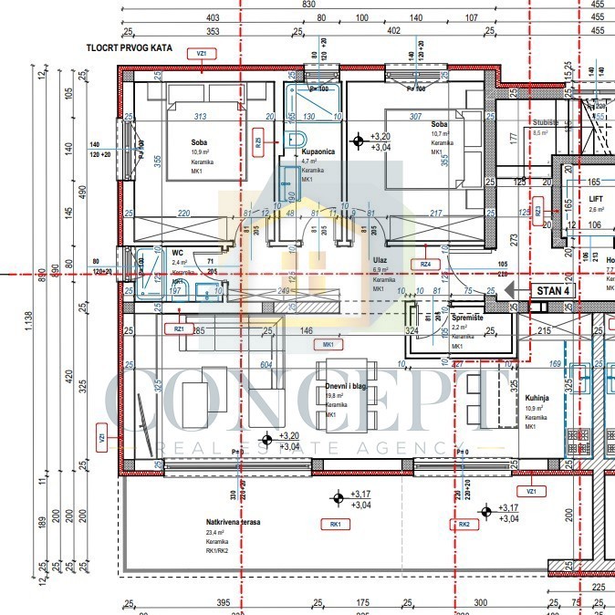 Poreč, dintorni, Appartamento al 1° piano di un edificio con ascensore e vista mare, 7 km dal mare