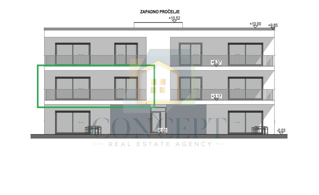 Poreč, dintorni, Appartamento al 1° piano di un edificio con ascensore e vista mare, 7 km dal mare