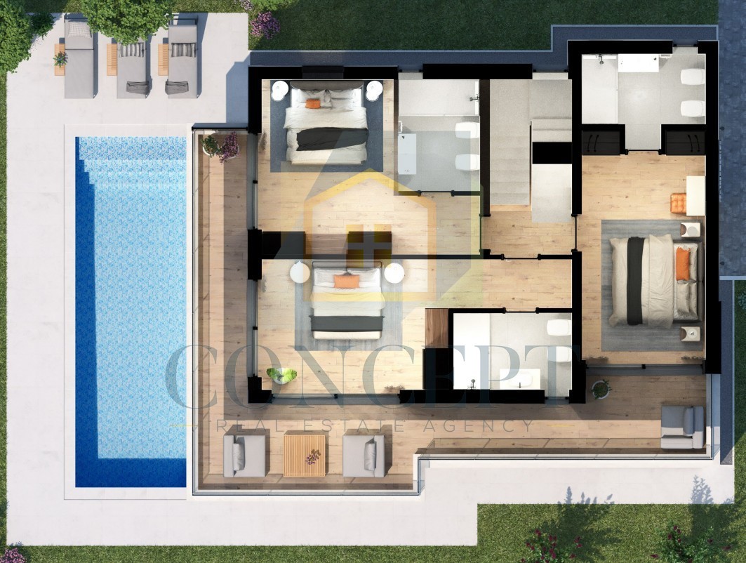 Poreč, zona circostante, Villa di lusso indipendente con piscina e terrazza sul tetto, a 2 km dal mare