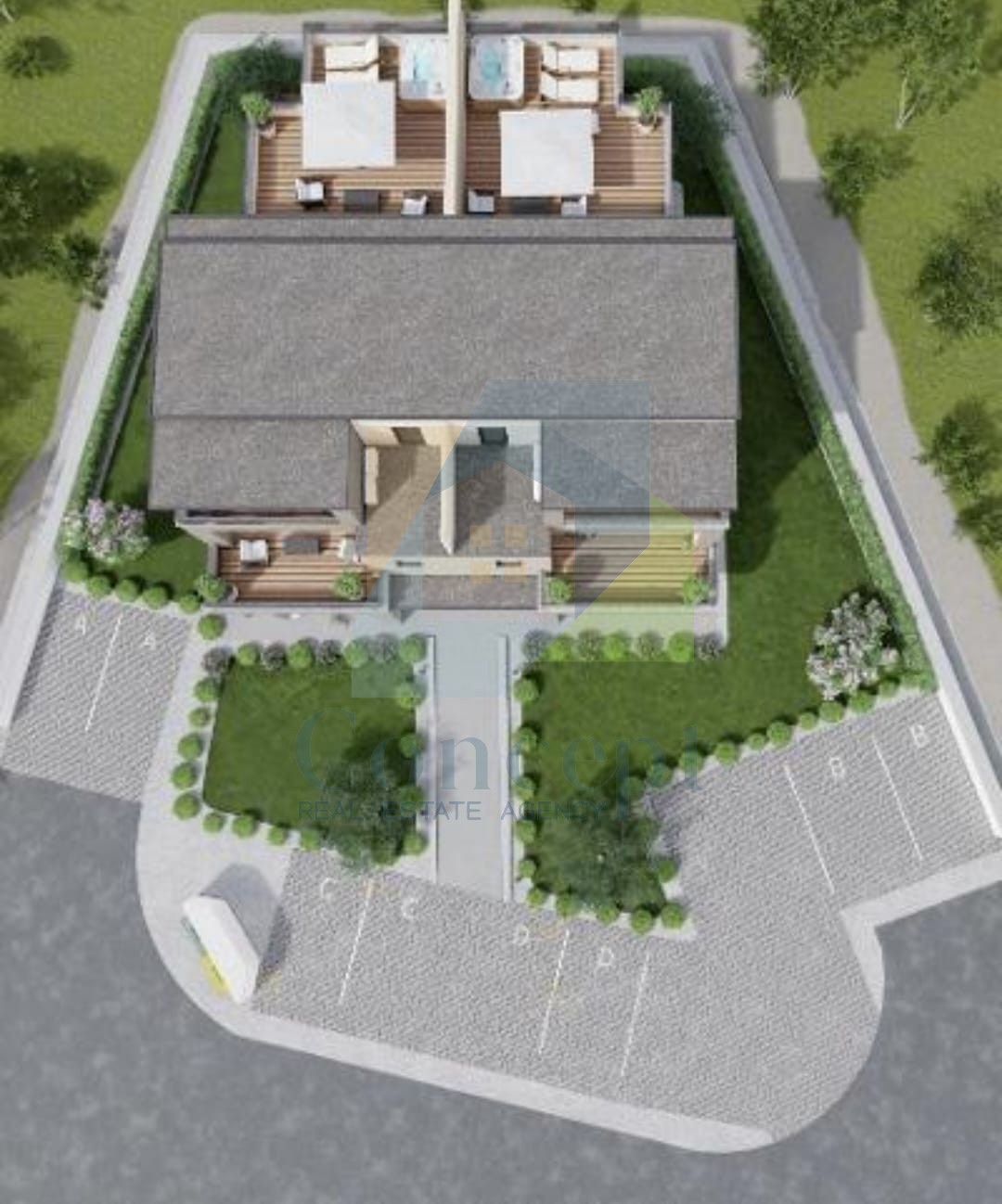 Poreč, dintorni, Lussuoso appartamento su due piani con vista mare, a 3 km dal mare.