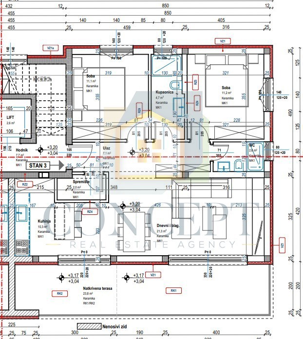 Poreč, dintorni, Appartamento al 1° piano di un edificio con ascensore e vista mare, a 7 km dal mare