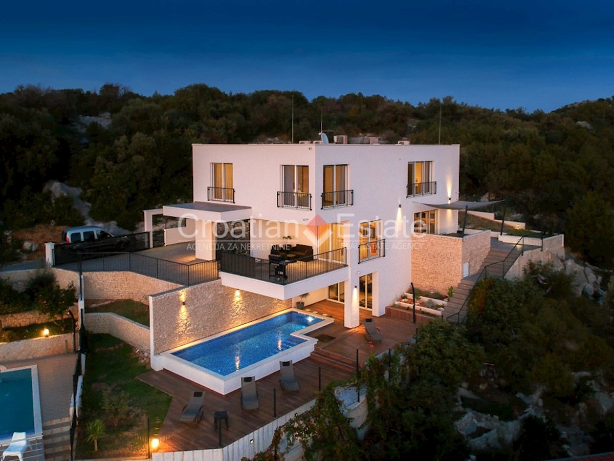 Isola di Ciovo - Lussuosa villa con piscina riscaldata, Vista panoramica sul mare